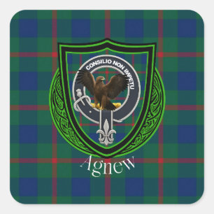 Adesivo Quadrado Tartan e Brasão do Clã Escocês Agnew