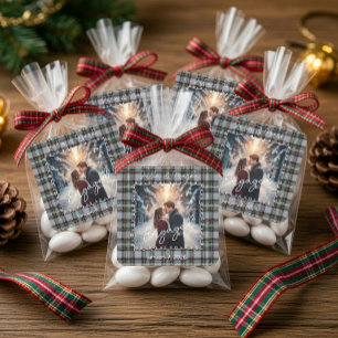 Adesivo Quadrado Tartan Personalizado para Foto de Compromisso de I