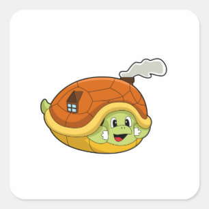 Adesivo Quadrado Tartaruga com Shell como Casa