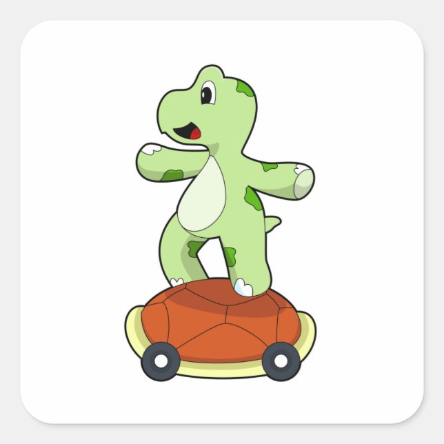 Adesivo Quadrado Tartaruga com Shell como skate (Frente)