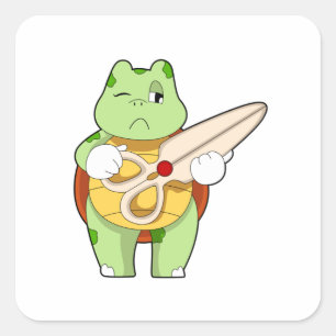 Adesivo Quadrado Tartaruga como cabeceira com tesoura