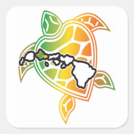 Adesivo Quadrado Tartaruga do Mar Verde do Havaí