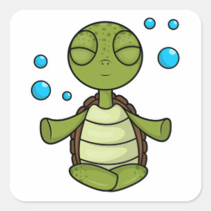 Adesivo Quadrado Tartaruga em Meditação em Sessão