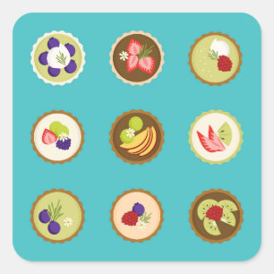 Adesivo Quadrado Tartes de Frutas