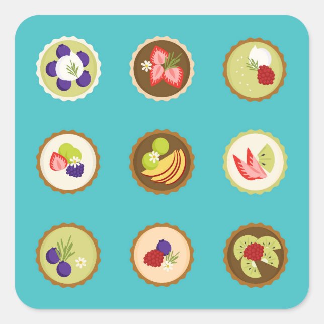 Adesivo Quadrado Tartes de Frutas (Frente)
