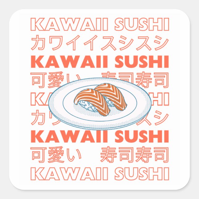 Adesivo Quadrado Taste of Japan Text & Sushi (Frente)