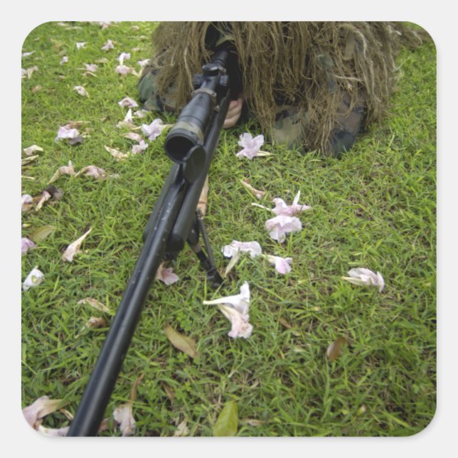 Adesivo Quadrado Táticas de atirador de práticas soldadas (Frente)