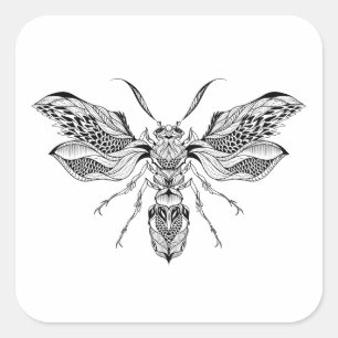 Adesivo Quadrado Tatuagem da Abelha-Vespa