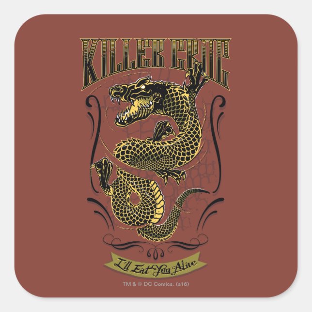 Adesivo Quadrado Tatuagem de Croc do assassino do pelotão | do (Frente)