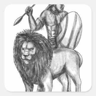 Adesivo Quadrado Tatuagem Lion do Guerreiro Africano
