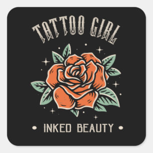 Adesivo Quadrado Tatuagem Mulheres Bela Rosa Menina Tatuagem Estilo