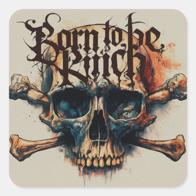 Adesivo Quadrado Tatuagem rica (Frente)