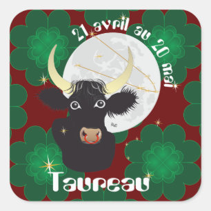 Adesivo Quadrado Taureau 21 avril 20 Autocollants Mai au