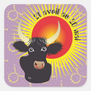 Adesivo Quadrado Taureau 21 avril 20 Autocollants Mai au