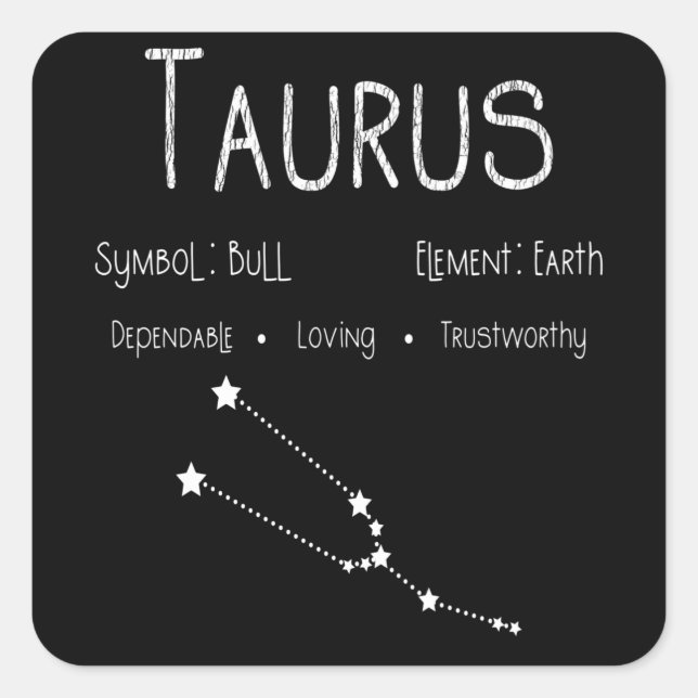 Adesivo Quadrado Taurus Horoscope Astrology Star Sinal de Astrologi (Frente)