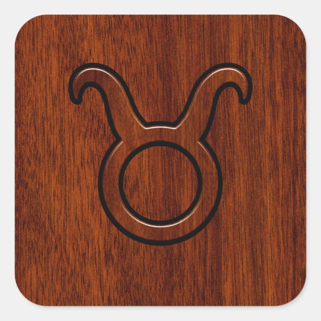 Adesivo Quadrado Taurus Zodiac - Sinal de Mahogany (Frente)