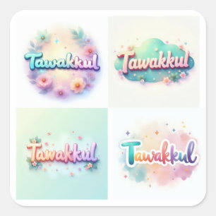 Adesivo Quadrado Tawakkul Pastel Kawaii Style Sticker - Mot Islâmic