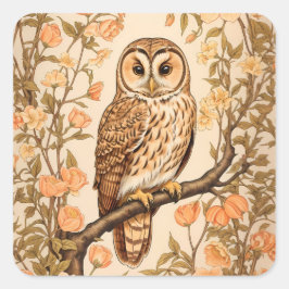 Adesivo Quadrado Tawny Owl Peach Blossoms William Morris Inspirado