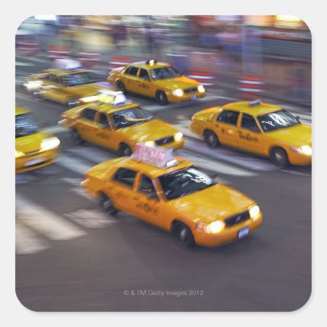 Adesivo Quadrado Taxi Amarelo de Nova York (Frente)