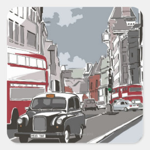 Adesivo Quadrado Táxi em Londres