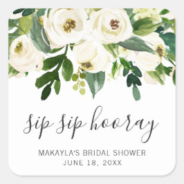 Adesivo Quadrado Tchim Tchim Hooray Elegante Bridal Shower Floral B
