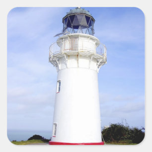 Adesivo Quadrado Te Araroa, Nova Zelândia. Um farol dá
