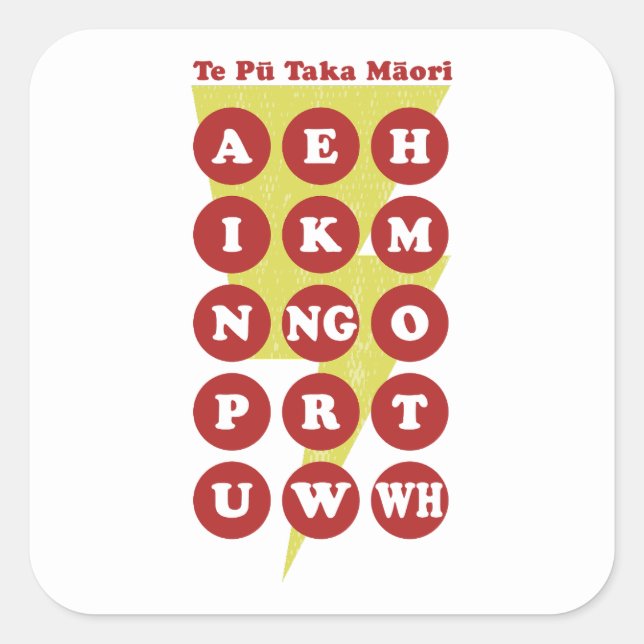 Adesivo Quadrado Te Pu Taka Maori Alphabet (Frente)