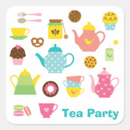 Adesivo Quadrado Tea Party Sticker