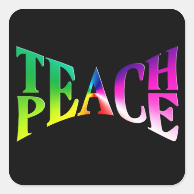 Adesivo Quadrado TEACH PEACE Rainbow Graphic a preto (Frente)