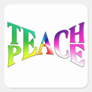 Adesivo Quadrado TEACH PEACE Rainbow Graphic on White