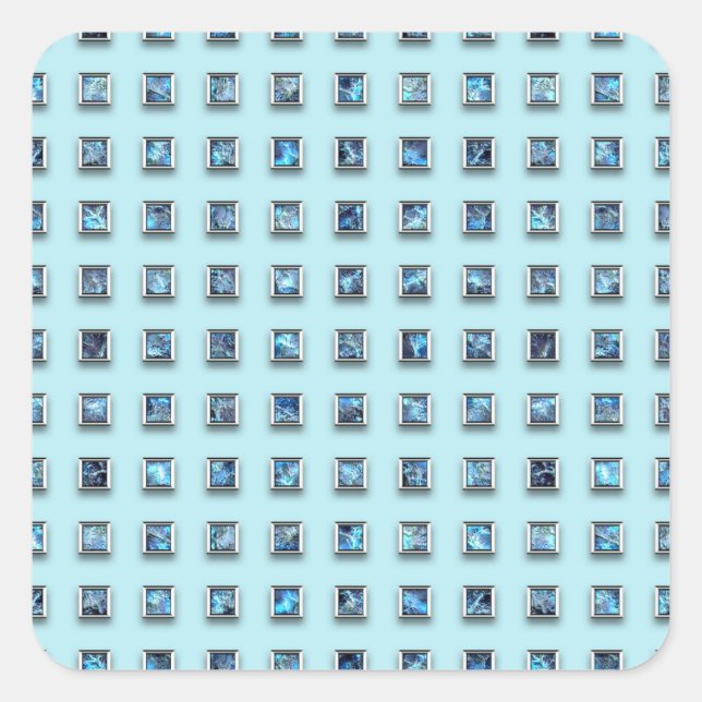 Adesivo Quadrado Teal Blue e Gem Ouro Moderno (Frente)