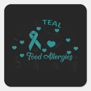 Adesivo Quadrado Teal Bonito Para Alergias À Comida Presente De Con