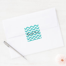 Adesivo Quadrado Teal Chevron Obrigado Stickers