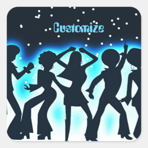Adesivo Quadrado Teal do Partido da Dança Retroativa