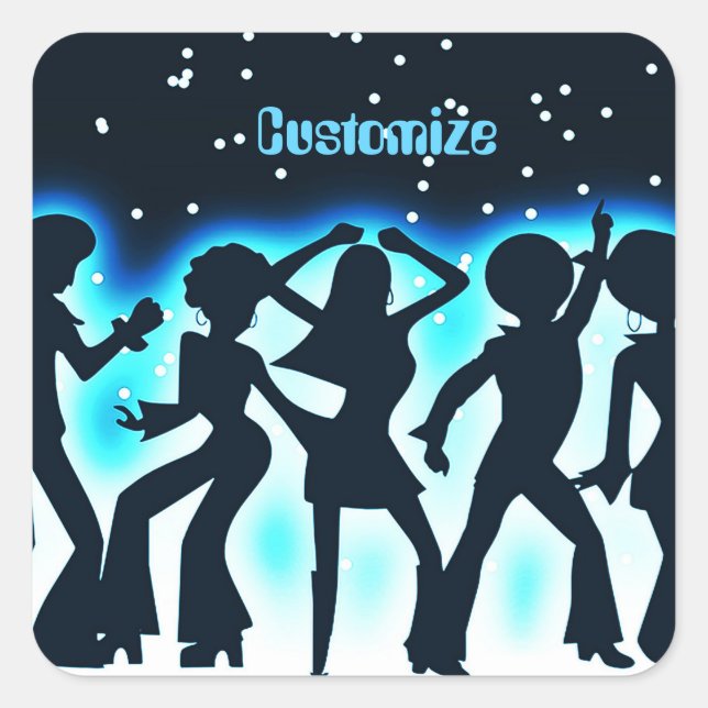 Adesivo Quadrado Teal do Partido da Dança Retroativa (Frente)