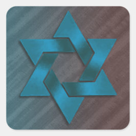 Adesivo Quadrado Teal e Brown Star de David