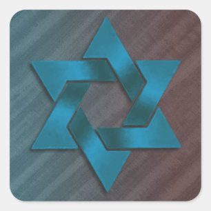 Adesivo Quadrado Teal e Brown Star de David