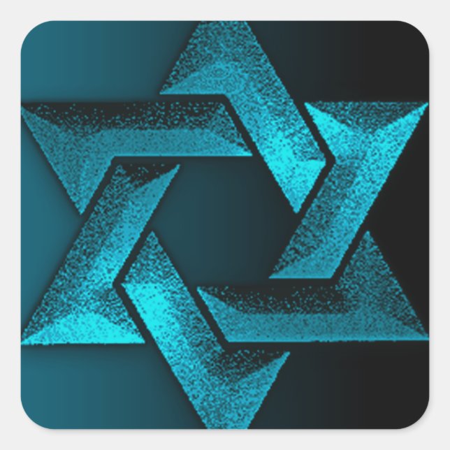 Adesivo Quadrado Teal e Estrela Negra de David (Frente)