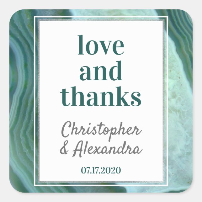 Adesivo Quadrado Teal Green - Casamento da Agata Geográfica Pratead (Frente)
