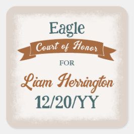 Adesivo Quadrado Teal Green, Copper Brown Party Favor Sticker