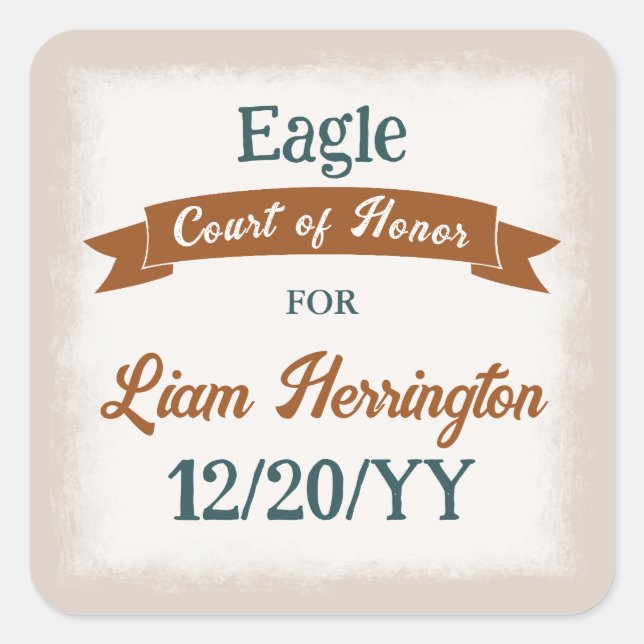 Adesivo Quadrado Teal Green, Copper Brown Party Favor Sticker (Frente)