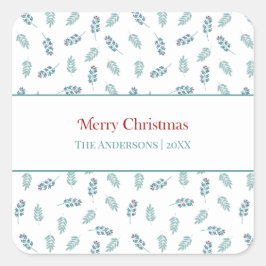 Adesivo Quadrado Teal Mistletoe Stickers Gift