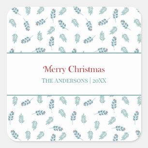 Adesivo Quadrado Teal Mistletoe Stickers Gift