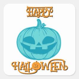 Adesivo Quadrado Teal Pumpkin Happy Halloween Square Sticker
