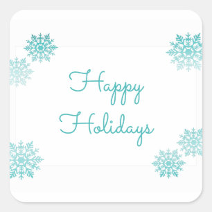 Adesivo Quadrado Teal Shimmering Chic Snowflake Foliday