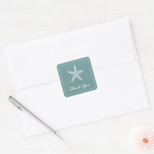 Adesivo Quadrado Teal Starfish Obrigado Stickers