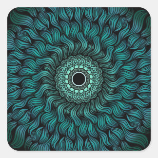 Adesivo Quadrado Teal Zentangle/Mandala Sticker