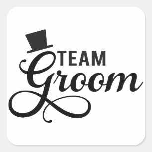 Adesivo Quadrado Team Groom com chapéu, design de texto para t-shir