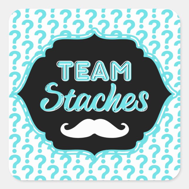 Adesivo Quadrado TEAM Staches Blue Gender Reveker (Frente)