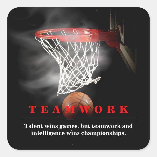 Adesivo Quadrado Teamwork Basketball Motivational Inspirational (Frente)